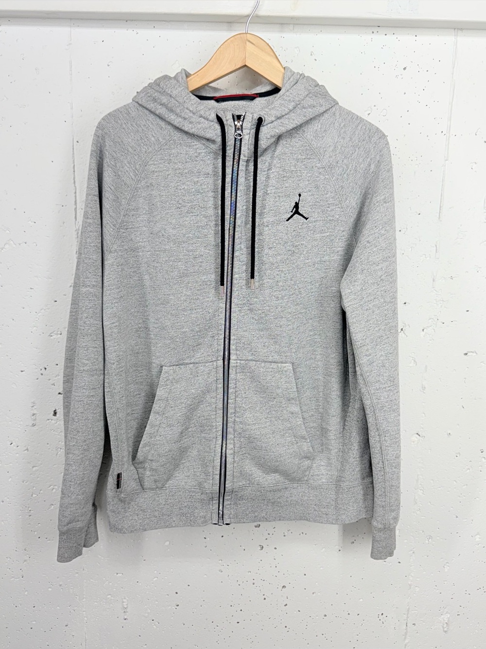 Vintage Nike Air Jordan Size Large Gray Zip Up Hoodie Sweatshirt